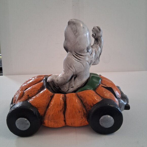 Vintage Holland Mold 2 Piece Ghost in Pumpkin Car Ceramic Halloween Figurine - Picture 5 of 5
